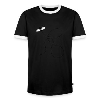 Gestrichelte Linie Fliege - Männer Kontrast-T-Shirt - Schwarz/Weiß - Vorne - AI Model Female 172 light (172cm) & AI Model Male 178 light (178cm)