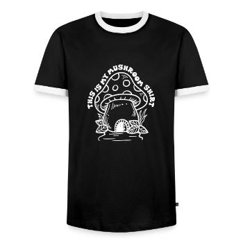 Mushroom Quote Nature Vegetable Healthy Food - Men's Ringer Shirt - black/white - Front - AI Model Female 172 light (172cm) & AI Model Male 178 light (178cm)