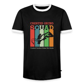 Crested Geckos Funny Saying Reptiles Lizard - Men's Ringer Shirt - black/white - Front - AI Model Female 172 light (172cm) & AI Model Male 178 light (178cm)