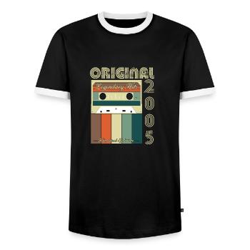 Anniversaire légendaire de 2005 - T-shirt contrasté Homme - noir/blanc - Devant - AI Model Female 172 light (172cm) & AI Model Male 178 light (178cm)