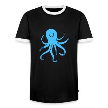 Pieuvre Pieuvre - T-shirt contrasté Homme - noir/blanc - Devant - AI Model Female 172 light (172cm) & AI Model Male 178 light (178cm)