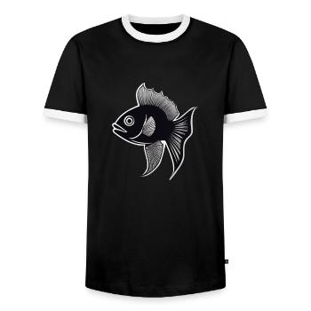 schwarz/weiße Fisch-Silhouette - Männer Kontrast-T-Shirt - Schwarz/Weiß - Vorne - AI Model Female 172 light (172cm) & AI Model Male 178 light (178cm)