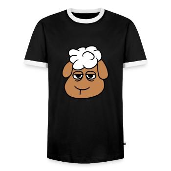 Schaf Müde Gelangweilt Leerer Blick Kopf Gesicht - Männer Kontrast-T-Shirt - Schwarz/Weiß - Vorne - AI Model Female 172 light (172cm) & AI Model Male 178 light (178cm)