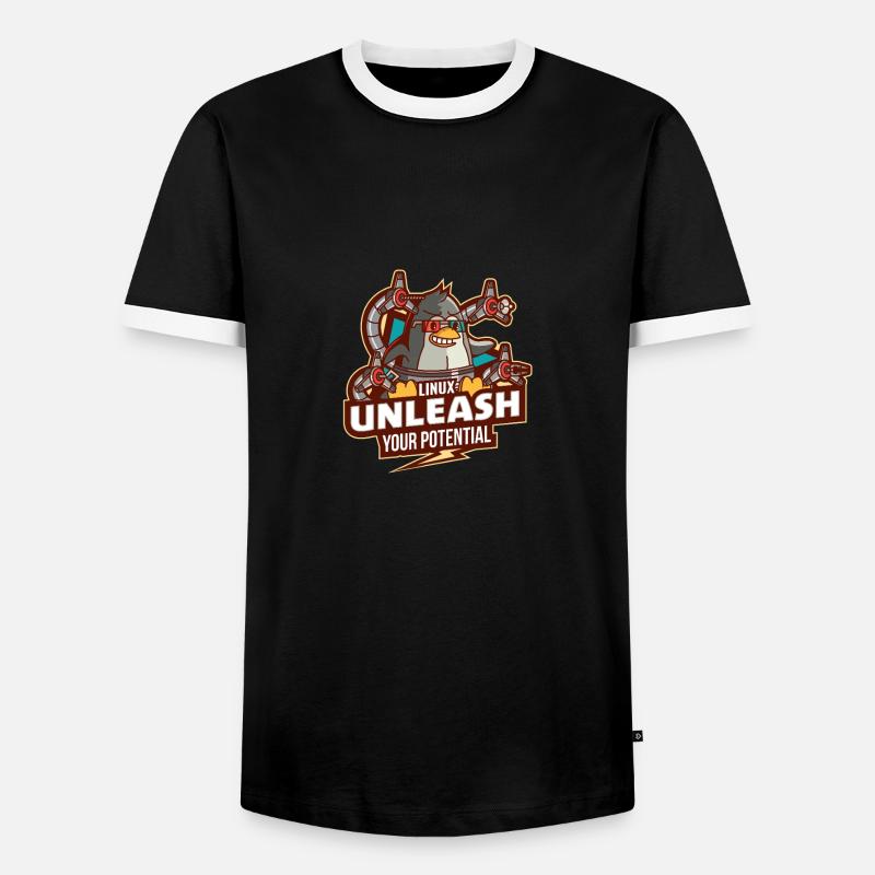 Linux unleash your potential - Men's Ringer Shirt - black/white