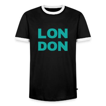 London town - Men's Ringer Shirt - black/white - Front - AI Model Female 172 light (172cm) & AI Model Male 178 light (178cm)