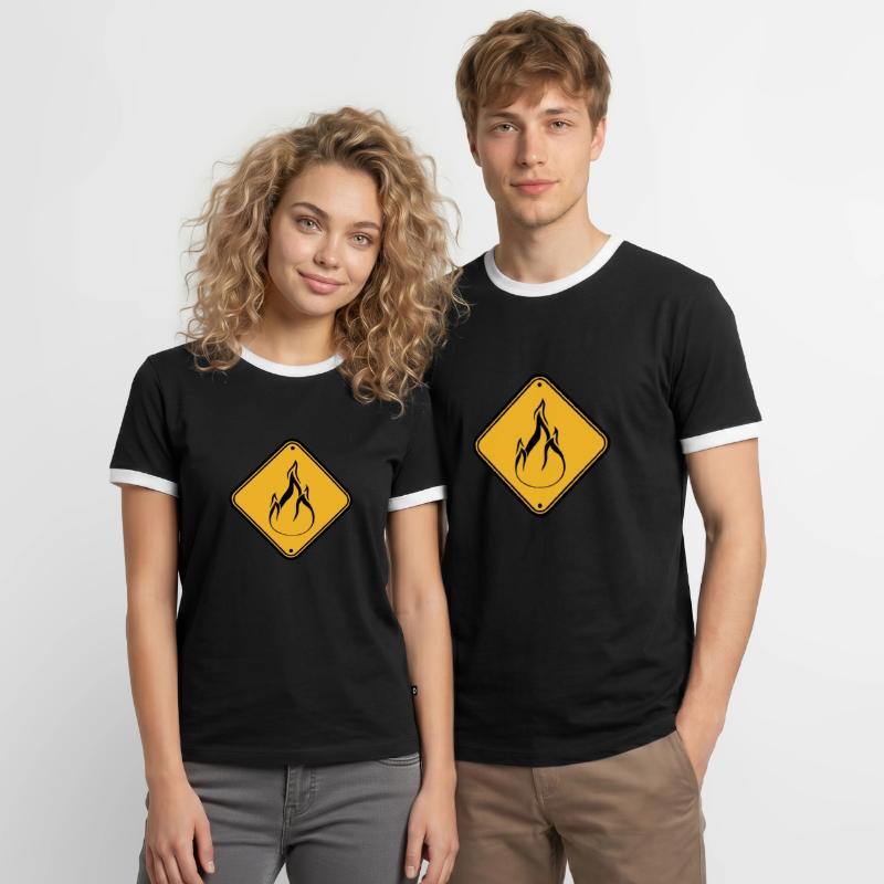 note shield warning caution caution hazard feu Men's Ringer Shirt