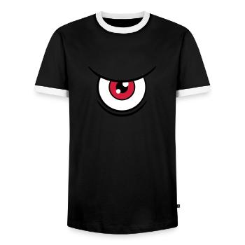 Big Eye - Men's Ringer Shirt - black/white - Front - AI Model Female 172 light (172cm) & AI Model Male 178 light (178cm)