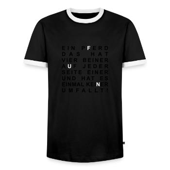 Ein Pferd, das hat vier Beiner - Männer Kontrast-T-Shirt - Schwarz/Weiß - Vorne - AI Model Female 172 light (172cm) & AI Model Male 178 light (178cm)