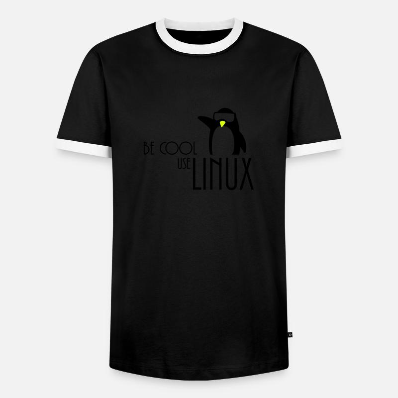 être cool utilisation linux - T-shirt contrasté Homme - noir/blanc
