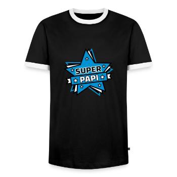 super papi - T-shirt contrasté Homme - noir/blanc - Devant - AI Model Female 172 light (172cm) & AI Model Male 178 light (178cm)