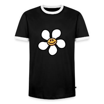 flowerinchen_3c - Men's Ringer Shirt - black/white - Front - AI Model Female 172 light (172cm) & AI Model Male 178 light (178cm)