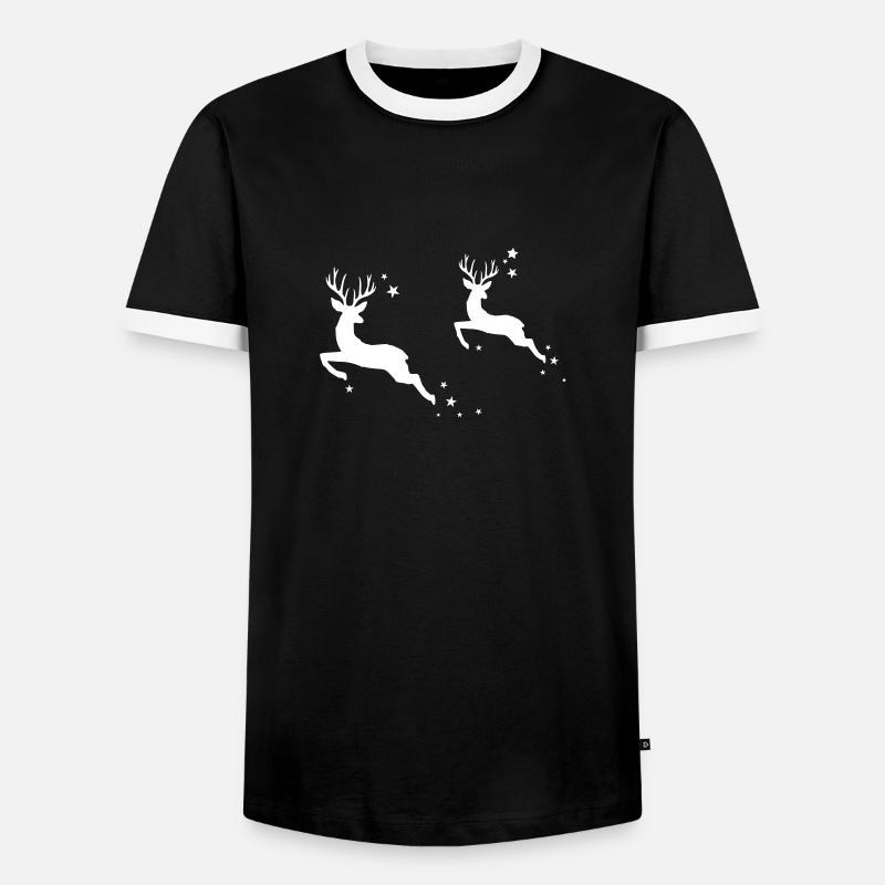 springende Hirsche - Männer Kontrast-T-Shirt - Schwarz/Weiß
