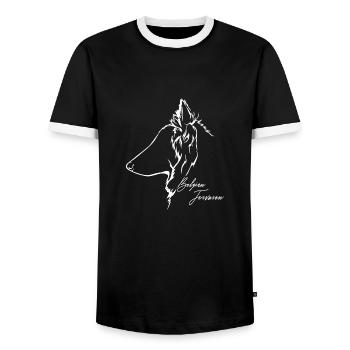 Belge Tervuren Profil Chien Chien Wilsigns - T-shirt contrasté Homme - noir/blanc - Devant - AI Model Female 172 light (172cm) & AI Model Male 178 light (178cm)