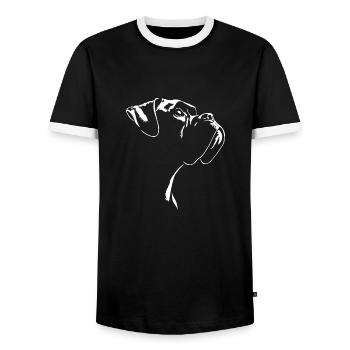Boxer Silhouette Chien Chien Wilsigns - T-shirt contrasté Homme - noir/blanc - Devant - AI Model Female 172 light (172cm) & AI Model Male 178 light (178cm)