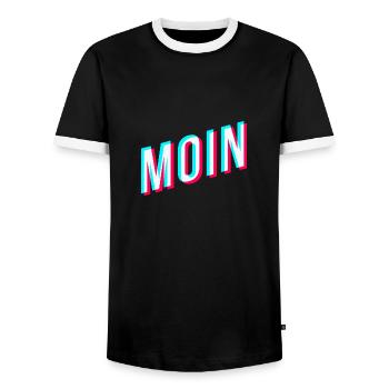 Moin | Glitcheffekt | Tiktok - Männer Kontrast-T-Shirt - Schwarz/Weiß - Vorne - AI Model Female 172 light (172cm) & AI Model Male 178 light (178cm)
