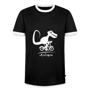 Vélociraptor cadeau drôle jeu de mots dinosaure - T-shirt contrasté Homme - noir/blanc - Devant - AI Model Female 172 light (172cm) & AI Model Male 178 light (178cm)