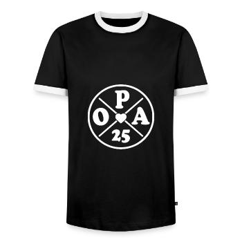 Opa 2025 - Männer Kontrast-T-Shirt - Schwarz/Weiß - Vorne - AI Model Female 172 light (172cm) & AI Model Male 178 light (178cm)