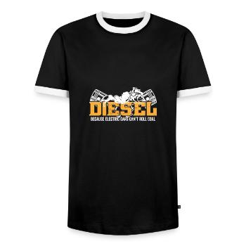 Diesel Engine I Diesel Because Electric Cars - Men's Ringer Shirt - black/white - Front - AI Model Female 172 light (172cm) & AI Model Male 178 light (178cm)