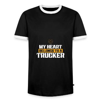 Cœur Trucker Love - T-shirt contrasté Homme - noir/blanc - Devant - AI Model Female 172 light (172cm) & AI Model Male 178 light (178cm)