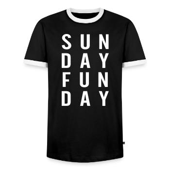 Sunday Funday : Adoptez l’ambiance du week-end - T-shirt contrasté Homme - noir/blanc - Devant - AI Model Female 172 light (172cm) & AI Model Male 178 light (178cm)