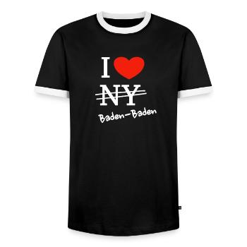 J'adore Baden-Baden - J'adore Baden-Baden - T-shirt contrasté Homme - noir/blanc - Devant - AI Model Female 172 light (172cm) & AI Model Male 178 light (178cm)