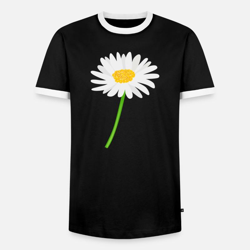 Blume Gänseblümchen mit Stiel - Männer Kontrast-T-Shirt - Schwarz/Weiß