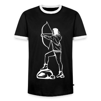 Archery Girl Drawing - Men's Ringer Shirt - black/white - Front - AI Model Female 172 light (172cm) & AI Model Male 178 light (178cm)