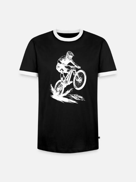 Energischer Mountainbike-Kunst-Radfahrer - Männer Kontrast-T-Shirt - Schwarz/Weiß