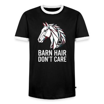 Geometrisches Pferd Barn Hair Don't Care - Männer Kontrast-T-Shirt - Schwarz/Weiß - Vorne - AI Model Female 172 light (172cm) & AI Model Male 178 light (178cm)