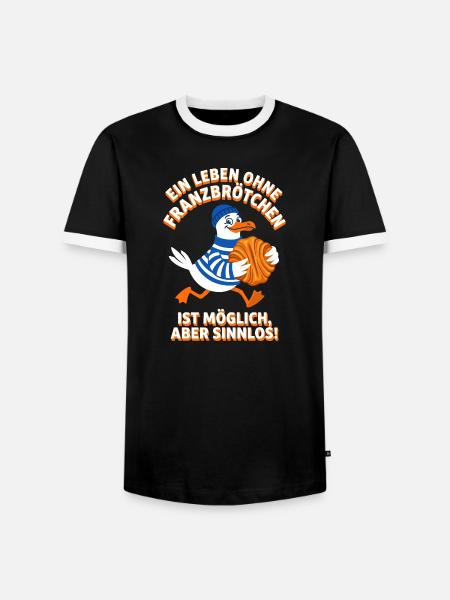 Franzbrötchen Spruch - Lustige Hamburg Möwe - Männer Kontrast-T-Shirt - Schwarz/Weiß
