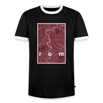 Rome hipster city map red - Men's Ringer Shirt - black/white - Front - AI Model Female 172 light (172cm) & AI Model Male 178 light (178cm)