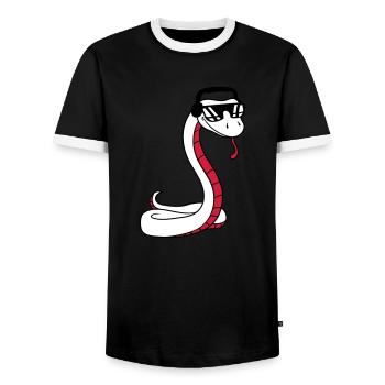 dj cool musik party feiern sonnenbrille kopfhoerer - Männer Kontrast-T-Shirt - Schwarz/Weiß - Vorne - AI Model Female 172 light (172cm) & AI Model Male 178 light (178cm)