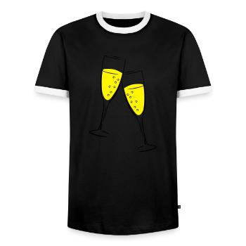 sekt design glas - Männer Kontrast-T-Shirt - Schwarz/Weiß - Vorne - AI Model Female 172 light (172cm) & AI Model Male 178 light (178cm)