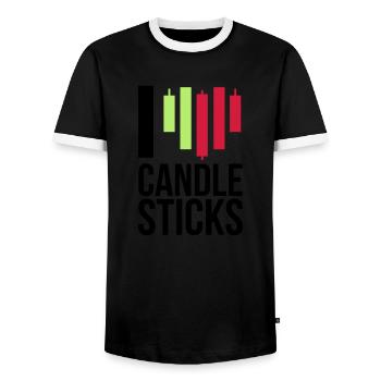 trading - Men's Ringer Shirt - black/white - Front - AI Model Female 172 light (172cm) & AI Model Male 178 light (178cm)