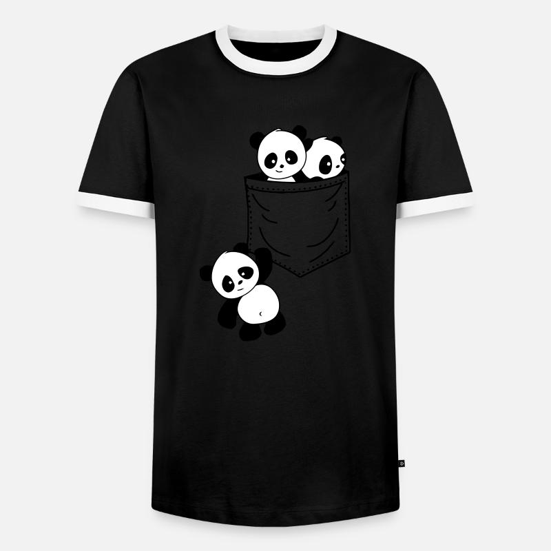 Panda pocket - Men's Ringer Shirt - black/white