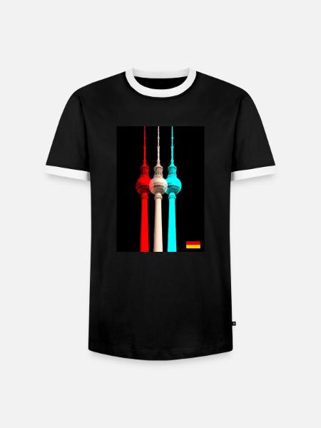 Berliner Fernsehturm - Männer Kontrast-T-Shirt - Schwarz/Weiß