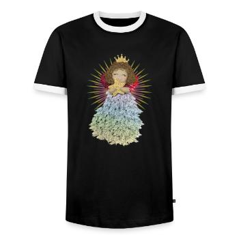 Engelchen mit Stern - Männer Kontrast-T-Shirt - Schwarz/Weiß - Vorne - AI Model Female 172 light (172cm) & AI Model Male 178 light (178cm)