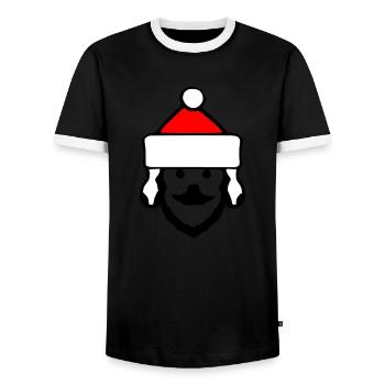 Santa Claus Dog Christmas Dogs Vector - Men's Ringer Shirt - black/white - Front - AI Model Female 172 light (172cm) & AI Model Male 178 light (178cm)