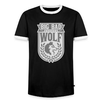 Citation du Grand Méchant Loup - T-shirt contrasté Homme - noir/blanc - Devant - AI Model Female 172 light (172cm) & AI Model Male 178 light (178cm)