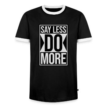 say less do more - Männer Kontrast-T-Shirt - Schwarz/Weiß - Vorne - AI Model Female 172 light (172cm) & AI Model Male 178 light (178cm)
