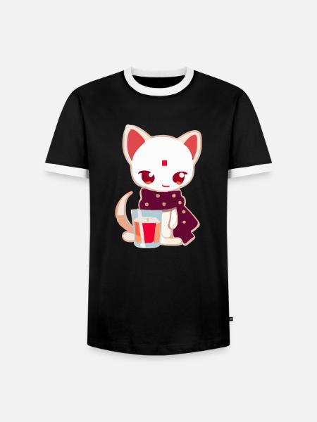 Monu die kleine Katze - Männer Kontrast-T-Shirt - Schwarz/Weiß