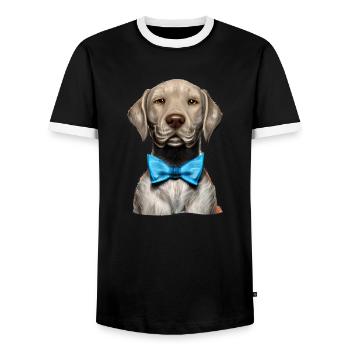 Labrador owner puppy Labrador Retriever - Men's Ringer Shirt - black/white - Front - AI Model Female 172 light (172cm) & AI Model Male 178 light (178cm)