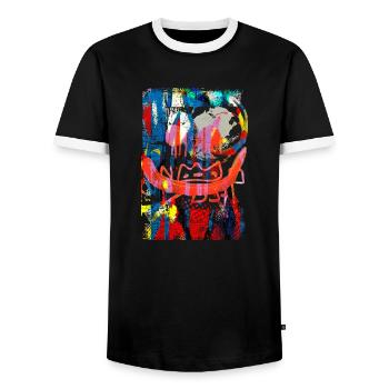 Graffiti style Splash hip hop colors painter color - Men's Ringer Shirt - black/white - Front - AI Model Female 172 light (172cm) & AI Model Male 178 light (178cm)