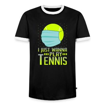 I Just Wanna Play Tennis - Unik-T-Shirts - T-shirt contrasté Homme - noir/blanc - Devant - AI Model Female 172 light (172cm) & AI Model Male 178 light (178cm)
