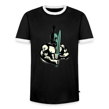 Sparta Warrior - Men's Ringer Shirt - black/white - Front - AI Model Female 172 light (172cm) & AI Model Male 178 light (178cm)