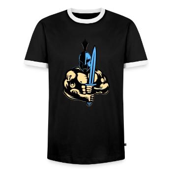 Sparta Warrior - Men's Ringer Shirt - black/white - Front - AI Model Female 172 light (172cm) & AI Model Male 178 light (178cm)