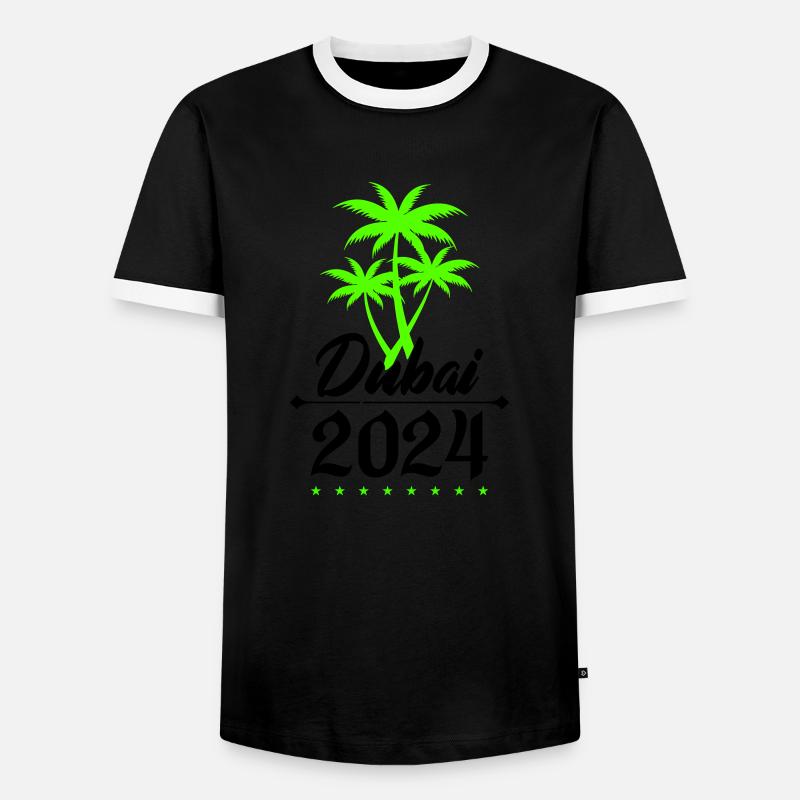Dubai 2024 Palm Trees - Men's Ringer Shirt - black/white
