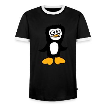Le pingouin a l’air confus, stupide, drôle, grimace - T-shirt contrasté Homme - noir/blanc - Devant - AI Model Female 172 light (172cm) & AI Model Male 178 light (178cm)
