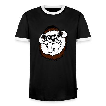 mushroom fly agaric forest sitting buddies child b - Men's Ringer Shirt - black/white - Front - AI Model Female 172 light (172cm) & AI Model Male 178 light (178cm)