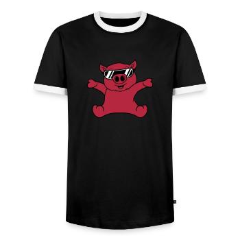 cool sunglasses sitting friendly small child baby - Men's Ringer Shirt - black/white - Front - AI Model Female 172 light (172cm) & AI Model Male 178 light (178cm)